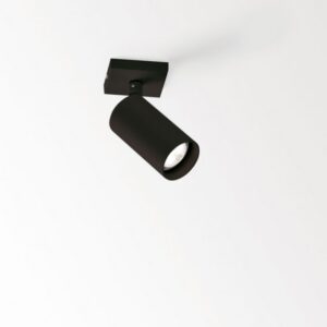 Spot plafond apparent noir cylindrique GU10 orientable sur platine carrée