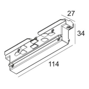 Rail d angle 180° noir IP20 dimensions 114 34 27 pour rail triphasé