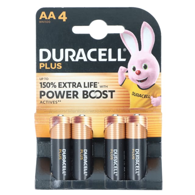 Pile AA DURACELL Plus Blister de 4 piles alcalines AA LR6 MN1500 Duracell Plus