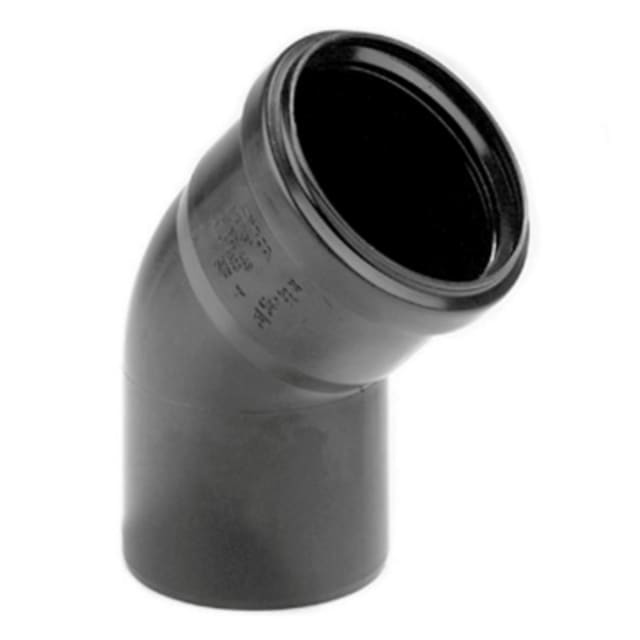 Coude PPC 50 mm 45 deg male femelle DYKA PLASTICS Coude PVC gris 50 mm 45 degrés mâle femelle avec joint noir