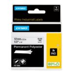 DYMO - RHINO 12mm Perm.Polyester noir sur blanc - DYM-18483