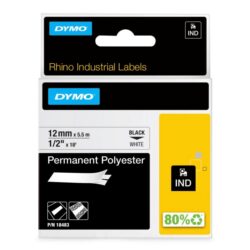 DYMO - RHINO 12mm Perm.Polyester noir sur blanc - DYM-18483