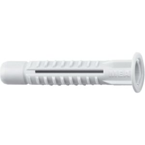 Cheville universelle blanche MZK 10 avec collerette pour fixation murale