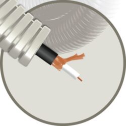 Détails visibles de Tube précâblé 16 mm gris avec câble coaxial pour Gaines précâblées avec câble coaxial