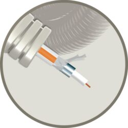 Détails visibles de Tube précâblé 16 mm gris avec câble coaxial TRI6 pour Gaines précâblées avec câble coaxial