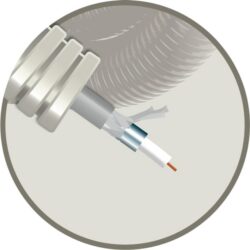 Détails visibles de Tube précâblé 16 mm gris avec câble coaxial intérieur pour Gaines précâblées avec câble coaxial