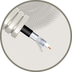 Détails visibles de Tube précâblé 20 mm gris avec câble coaxial 75 Ohm pour Gaines précâblées avec câble coaxial