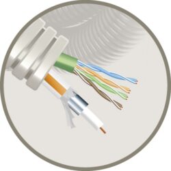 Détails visibles de Tube précâblé 20 mm gris avec câble U/UTP Cat6 TRI6 pour Gaines précâblées avec câble de données