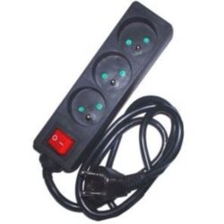 Bloc multiprise noir 3 prises 16A avec interrupteur rouge et cordon d alimentation