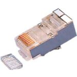 ELIMEX - Fiche RJ45 mâle avec guide - Blindé - Pour câble rond UTP/FTP - Cat. 5E - 34412
