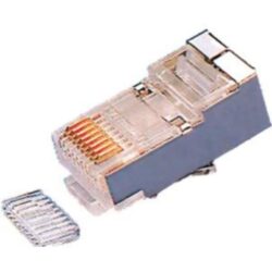 ELIMEX - Fiche RJ45 mâle avec guide - Blindé - Pour câble rond UTP/FTP - Cat. 5E - 34412