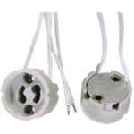 ELIMEX - GU10 Lamphouder met draad (20cm) - Keramiek - Wit - 5 stuks - 60293