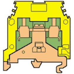 Borne de terre à vis 4 mm² vert/jaune, montage Rail DIN/Rail G