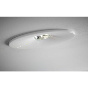 Luminaire encastré LED rond blanc RAL9003 avec diffuseur central et deux optiques intégrées