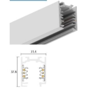 Rail monophasé en saillie blanc 3000 mm profil aluminium avec section 31,4 x 37,8 mm