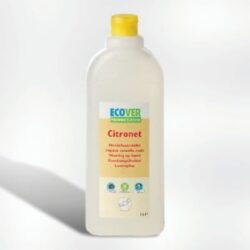 Bouteille de liquide vaisselle citron E421010002 avec bouchon jaune et étiquette Citronet