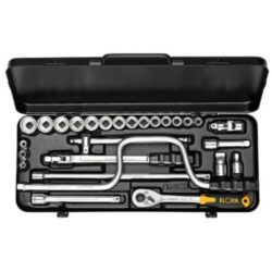 Coffret de douilles 6 pans 3 8 carré 6 à 22 mm avec cliquet et accessoires