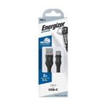 Energizer - Câble en nylon tressé USB vers USB-C 2 m (noir) - C520CKBK