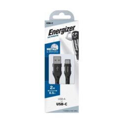Energizer - Câble en nylon tressé USB vers USB-C 2 m (noir) - C520CKBK