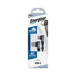 Energizer - ENERGIZER CABLE USB-C 90° BRAIDED AND METAL 2M ZWART - C710CKBK