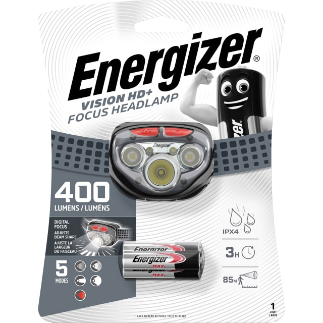 Energizer Vision HD+ Focus Headlamp Lampe frontale LED 400 lm avec faisceau focus et étanchéité IPX4