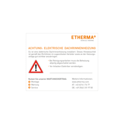 Etherma - Étiquette d'avertissement « Attention chauffage de gouttière électrique » - 25786