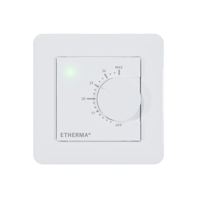 Etherma THERMOSTAT thermostat rotatif connecté Thermostat rotatif encastrable blanc avec graduation 5 à 28 °C et voyant lumineux