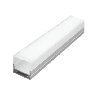 Profilé aluminium blanc en saillie 180° 20x20 mm longueur 2000 mm avec diffuseur opalin