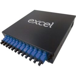 Détails visibles de Boîtier rail DIN 12 LC duplex monomode bleu pour Boîtiers fibre optique