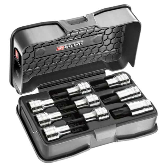 FACOM Jeu de douilles embouts Torx AMEX.3APB Coffret de douilles embouts Torx 1 2 avec embouts TX20 à TX60 en rangement plastique