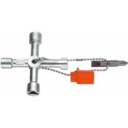 Détails visibles de Clé en croix avec adaptateur 6 pans et embout pour Clés, clés a cliquet