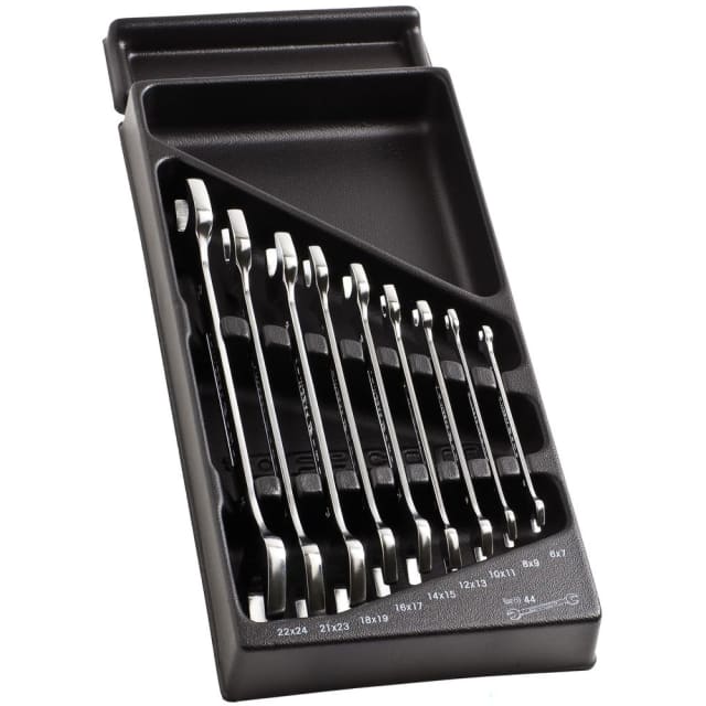 FACOM MOD.44-1 module de clés à fourche Module de clés à fourche 6 à 24 mm sur support noir incliné avec clés métalliques rangées