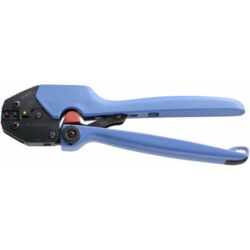 Pince à sertir pour cosses pré isolées avec poignées longues bleues et tête noire