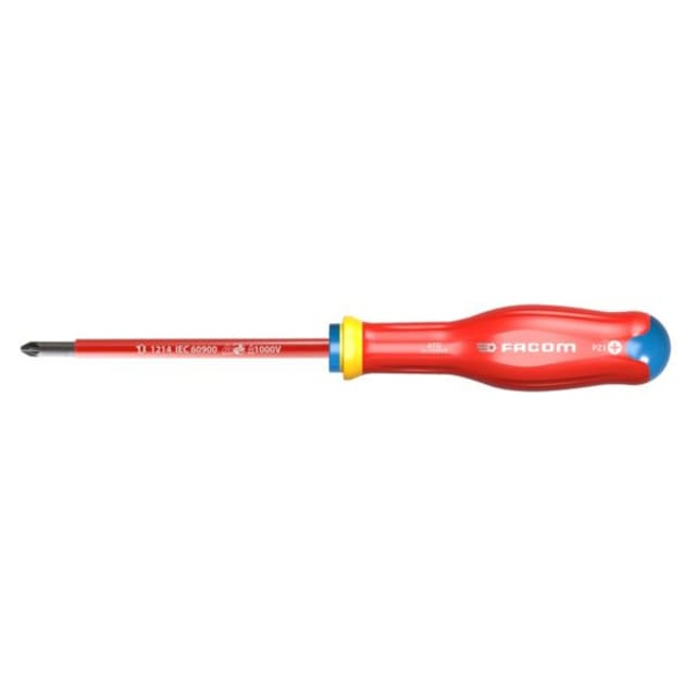 FACOM Tournevis Pozidriv isolé 1000V PZ1 Tournevis Pozidriv isolé 1000V PZ1 x 100 mm manche rouge et bleu