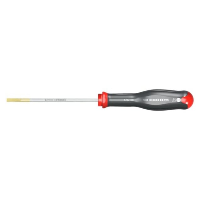 FACOM Protwist Tournevis plat 4x100 mm Tournevis plat à lame fraisée 4x100 mm avec manche ergonomique noir et rouge