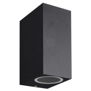 FANTASIA - FLUX mural carré - 2x GU10 - alu- max 35W- 70mm x 95mm x 150mm- IP54- noir mat - 3434035