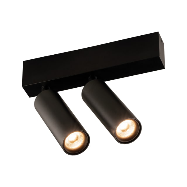 FANTASIA Lopal Spot LED dimmable noir Spot LED noir à deux têtes orientables, lumière chaude 2700K, montage en saillie