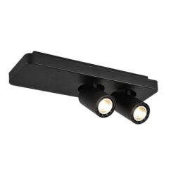 Spot plafond noir en acier avec deux têtes orientables GU10