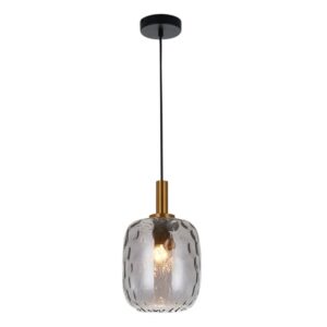 FANTASIA - OKIRU Pendel E27 Zwart + as grijs glas Ø180mm - 3403662