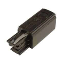 Embout droit noir pour rail triphasé, finition plastique compacte