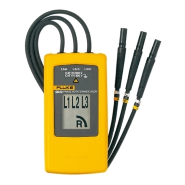 FLUKE Indicateur de phase triphasée 9040EUR Indicateur de rotation de phase triphasée avec trois cordons et sondes noires