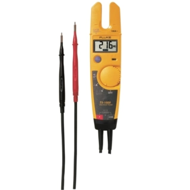 FLUKE T5-1K Testeur électrique Testeur électrique jaune avec affichage numérique et deux pointes de mesure rouge et noire