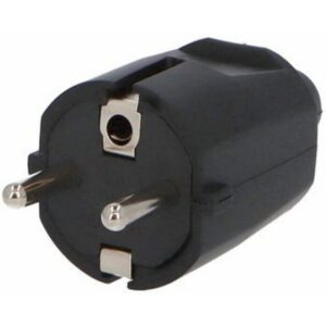 Fiche mâle électrique PVC noire 10 16A IP20 avec broches métalliques