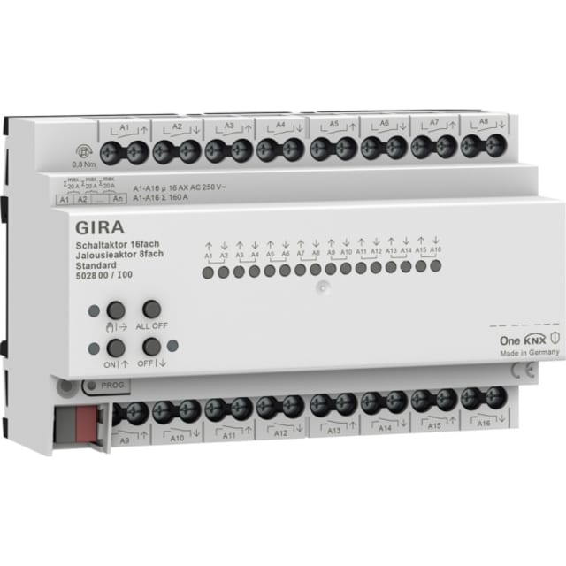 GIRA - Actionneur commutateur /store 16x/8x 16 A DIN Std KNX Secure - 502800 GIRA - Actionneur commutateur /store 16x/8x 16 A DIN Std KNX Secure - 502800