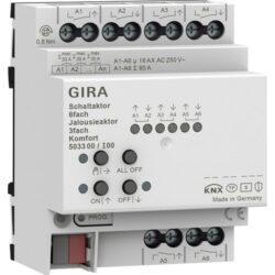 GIRA - Actionneur commutateur /store 6x/3x 16 A DIN Kmf KNX Secure - 503300