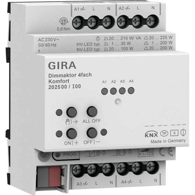 GIRA - Actionneur variateur 4x DIN Kmf KNX Secure - 202500 GIRA - Actionneur variateur 4x DIN Kmf KNX Secure - 202500