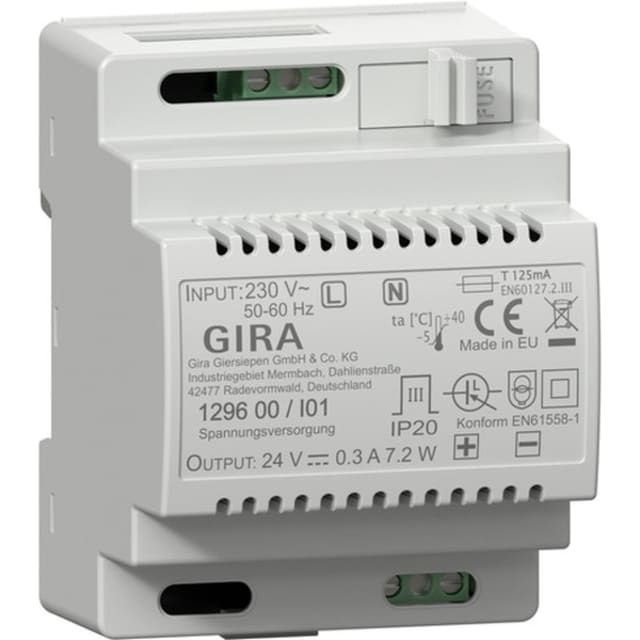 GIRA - Alimentation DC 24V 300mA DIN Communication porte - 129600 GIRA - Alimentation DC 24V 300mA DIN Communication porte - 129600