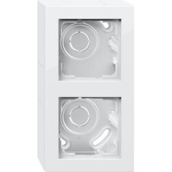 Boîtier saillie double blanc avec deux emplacements carrés et cadre apparent pour appareillage électrique