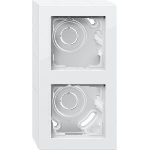 Boîtier saillie double blanc avec deux emplacements carrés et cadre apparent pour appareillage électrique