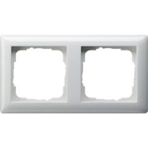 Cadre double blanc brillant pour deux mécanismes Standard 55